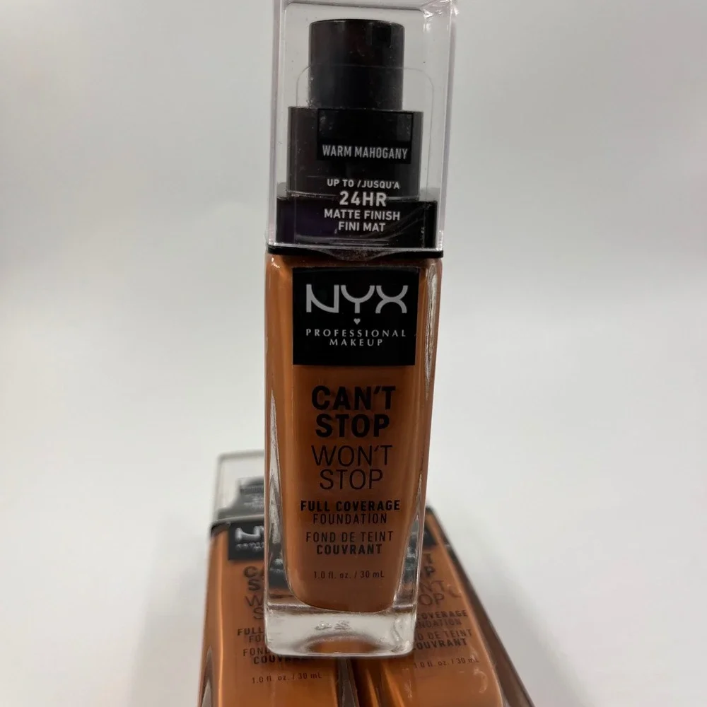 NYX Can't Stop Won't‎ Stop Full Coverage Foundation Warm Mahogany CSWSF16.7 3pk